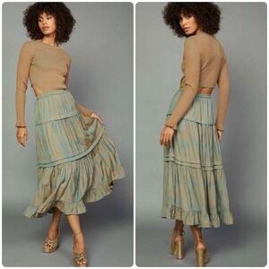 Current Air Tan and Blue Green Midi Dress